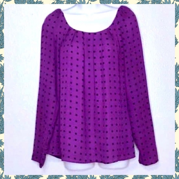 Worthington Tops - ⭐️ Worthington Purple Black Y2K Block Polka Dot Print Blouse Women’s M